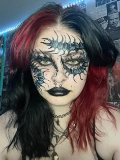 Unconventional Eyeliner, Mcr Inspired Makeup, Tattoo Makeup, Centipede Makeup, Goth Fairy Makeup, Eye Makeup Styles, Makeup Face Charts