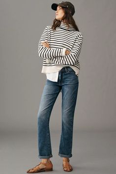 Pilcro Slim Boyfriend Mid-Rise Relaxed Jeans | Anthropologie Relaxed Jeans, Style Mistakes, Mom Style, Hair Styling, Look Cool, Casual Outfit, Autumn Winter Fashion, Effortless Style, Casual Style