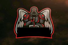 an animated image of a demon with red eyes on it's face and wings