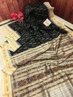 Crow Black Color Sambalpuri Silk Saree