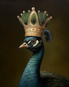 a peacock with a crown on its head