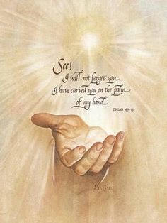 an image of hands with the sun shining in the sky above them and bible verse written below