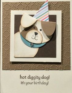 a card with a dog wearing a birthday hat