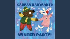 a couple of animals that are next to each other on a blue background with the words casper babypants winter party