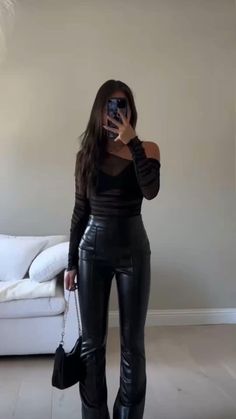 Omakase Outfit, All Black Bar Outfit, Long Sleeve Party Outfit, Toronto Club Outfit, Flair Leather Pants Outfit, Dark Feminine Fashion Casual, Winter Nightclub Outfit, Blackout Wednesday Outfits, What To Wear To A Bar Night Going Out