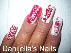 Coke nails OMG!!!!! I love CokeCola, it's just so tastey and when it's designed on nails like OMG!!! Coca Cola Nails, Coca Cola Merchandise, Coca Cola Decor, Always Coca Cola, Funky Nail Art, Finger Nail Art, Coke Cola, Coca Cola Vintage, Nail Art Galleries