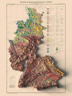 an image of a map with mountains and rivers in the country's landforms