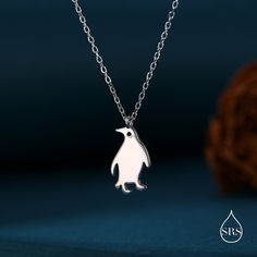 Cute Little Penguin Pendant Necklace in Sterling Silver, Silver or Gold or Rose Gold, Penguin Necklace in Silver Dimensions: Chain 40- 45 (16-18'') Adjustable Chain.    Production method:  Small Batch Lost-wax casting. Stamp: 925 SRS - our branded stamp. All parts are made in-house.  Materials and Care: These are made with solid sterling silver and coated with precious metal Rhodium or 18ct gold or 14ct rose gold. When not wearing, please keep in a sealed plastic bag.  Packaging: All our jewelle Penguin Necklace, Cake Accessories, Bride And Groom Gifts, Velvet Bag, Bridesmaid Jewelry, Charm Jewelry, Womens Bracelets, Women's Accessories, Women Rings