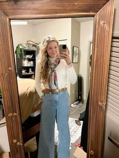 Date outfit/wild rag/turtleneck/turqouise Rag Outfits, Wild Rag Outfits, Wild Rags Outfits, Ta Outfits, Western Work Outfit, Cutesy Outfits, Livestock Judging