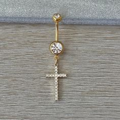 Gold Cross Belly Button Rings (14G | 10mm | Surgical Steel | Gold Belly Piercing Cross, Cross Belly Button Piercing, Belly Button Rings Dangle, Belly Button Jewelry, Daith Earrings, Navel Jewelry, Belly Jewelry, Jewelry Details, Beautiful Cross