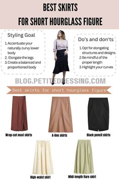 Skirt Lengths For Short Women, Light Summer Hourglass Outfits, Skirts For Curvy Figures, Petite Hourglass Work Outfits, Skirts For Hourglass Figures, High Fashion 2023, Skirts For Hourglass Shape, Petite Hourglass Figure Outfits