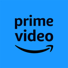 an amazon logo with the words prime video in black on a blue background that says,