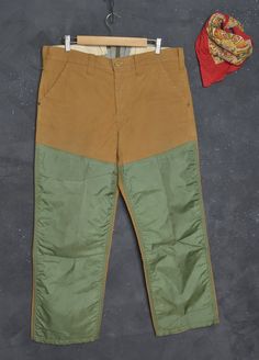 VINTAGE 1980s Saftbak Double Knee Khaki Hunting Trousers Made in USA W36 L28 Made in USA Great vintage shooting work chore pants Double Knee Pants  Lovely duck texture in brown colour Two side pockets Two Buttoned Back Pocket Great vintage condition, slightly brushed and faded with lovely patina, super comfortable to wear, with normal signs of wear, some spots and with plenty of life left to give! **Please note the legs has been customized - please check the pictures** PLEASE CHECK ALL MEASUREME Vintage Winter Bottoms With Pockets, Vintage Cargo Pants With Pockets For Fall, Khaki Cotton Patchwork Bottoms, Vintage Fall Cargo Pants With Pockets, Vintage Trousers For Winter, Cotton Patchwork Pants For Work, Vintage Winter Trousers, Full-length Cotton Work Pants For Outdoor, Vintage Bottoms With Patch Pockets For Fall