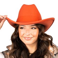 Women's Cattleman Style Orange Western Felt Cowboy Hat Nwt Top Off Your Western Style Outfit With This Chic Hat. Sure To Make A Statement! Felt Construction In Orange 15.75" Long X 14.25" Wide 3.75" Brim Approx. 23" Circumference (Opening) Curved Sides Cattleman Crease - Center Creased Crown With Flowing Side Dents Adjustable Sweatband With Pull Strings One Size Fits Most Nwt Western, Rodeo, Cowgirl, Horse, Equestrian, Rodeo Queen, Cowboys, Ranch, Rancher, Farm, Farmer, Cattle, Roper, Barrel Racer, Coastal Cowgirl, Beyonce, Western Straw Casual Top Hat With Curved Brim, Casual Solid Top Hat With Curved Brim, Western Wide Brim Hat For Fall, Western Style Wide Brim Hat For Fall, Curved Brim Hats For Rodeo In Fall, Spring Rodeo Solid Color Fedora, Fall Rodeo Hats With Flat Brim, Wide Brim Felt Hat For Rodeo In Fall, Flat Brim Hats For Rodeo In Fall