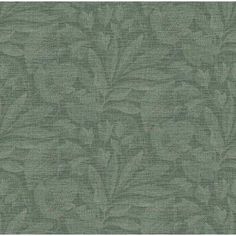 a green wallpaper with leaves and vines on the back in shades of greys