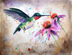 a painting of a hummingbird and flowers with the words la medicina del colibri