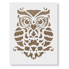 an owl with big eyes is shown in the shape of a stencil on a white background