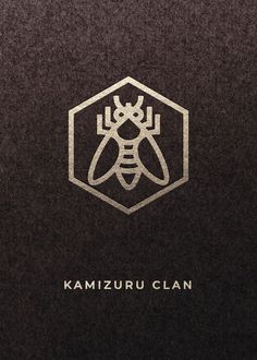 the logo for a japanese restaurant called kamizuru clan, with a bee on it