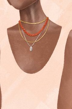 Want To Learn How to Layer Necklaces? Start With These 3 Super-Easy Formulas #purewow #style #advice #shoppable #shopping #how-to #fashion #jewelry How To Layer Necklaces, Layer Necklaces, 16 Inch Necklace, Necklace Extender, Professional Stylist, Style Advice, Short Styles, Red Bead, Metal Style