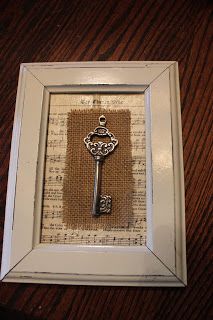 an old key is framed in a white frame