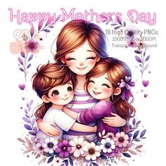 Happy Mothers Day Clipart, Mothers Day Clipart, Png Floral, Mother And Child, Happy Mothers Day, Happy Mothers, Art Images, Mothers Day, Beauty Book