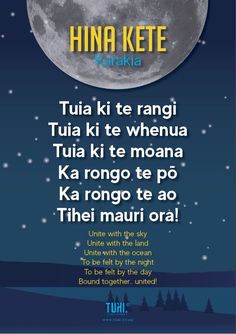 an image of a full moon in the night sky with text that reads, hina kete