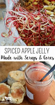 an apple jelly made with scraps and crayons is shown in this collage