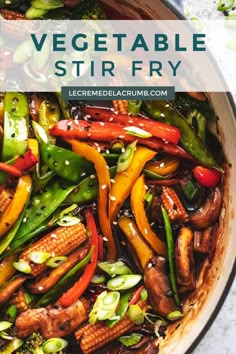 vegetables stir fry in a pan with the title overlay