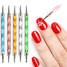 5 Pc 2 Way Dotting Pen Tool Nail Art Tip Manicure Kit UV Gel Nail Art Brushes US Nail Art Dotting Tool, Tip Manicure, Nails Inspiration Summer, Dot Nail Art, Nail Art Techniques, Tools For Women, Dotting Tool, Dots Nails, Manicure Kit