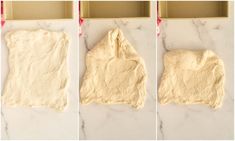 three images showing how to make a cake