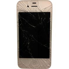 an iphone that has been cracked and is white