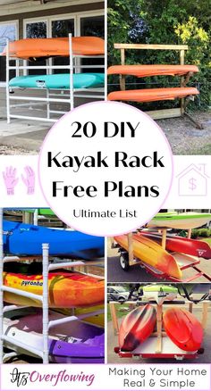 kayak rack with the text 20 diy kayak rack free plans ultimate list