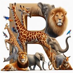 the letter p is made up of different animals