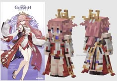 the paper doll is made to look like it has been designed by an anime character