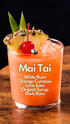 Mai Tai Rainbow Paradise Cocktail, Maitai Cocktail, Mai Tai Cocktail Recipes, Rum Cocktails Easy, Mai Tai Recipe, Mai Tai Cocktail, Bartender Drinks Recipes, Tropical Adventure