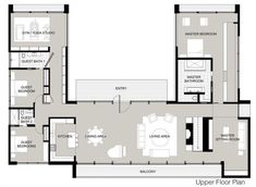 the upper floor plan for an apartment with three bedroom and two bathroom areas, one living room