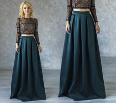 "Long Skirt with Pleats ● Elegance skirt for special occasion ● Can be made in different colors ● High waist design ● Has side seam pockets ● Invisible zipper back ● Beautiful pleats, stitched in sash ● Without lining ● Standard length 120 cm (47,2 inches) fits as full length skirt ● We can make skirt with custom length or waist if you need Please, find your size in STANDARD SIZE GUIDE below! XS (EUR 34) Waist 23,6 inches / 60 cm S (EUR 36) Waist 25,2 inches / 64 cm M (EUR 38) Waist 26,8 inches Fitted Pleated Maxi Skirt For Party, Elegant Tulle Maxi Skirt For Night Out, Evening Maxi Tulle Skirt, Evening Relaxed Tulle Maxi Skirt, Flowy Accordion Pleated Maxi Skirt For Party, Evening Full Maxi Skirt With Accordion Pleats, Evening Maxi Skirt With Accordion Pleats, Evening Accordion Pleats Full Maxi Skirt, Spring Pleated Maxi Skirt For Prom