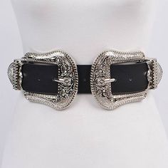 This bold double belt pairs perfectly with all of your favorite t-shirt dresses. Jazz up your look with this fun double buckle belt. Polyurethane/iron Approx. Width: 1.75" Length: 40.75" * Double Buckle Belt, Double Belt, Shirt Dresses, Buckle Belt, Metal Buckles, Black Belt, Belt Buckles, Black Silver, Belts