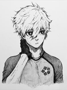 a drawing of a boy with blonde hair and blue eyes wearing a star trek uniform