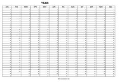 the printable year table is shown in black and white