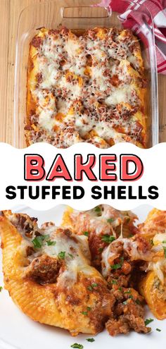 These deliciously cheesy Baked Stuffed Shells are filled to the brim with three types of cheese, then topped with a meat sauce and more mozzarella. Baked to golden brown perfection, these stuffed shells never get old! You’ll want to add these stuffed pasta shells to your regular meal rotation! Ground Beef Stuffed Shells, Stuffed Shells With Meat, Shell Pasta Recipes, Meal Rotation, Stuffed Pasta, Cheese Stuffed Shells, Pasta Shells