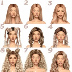 an image of different hairs styles for the face and hair length chart, with instructions on how to style them