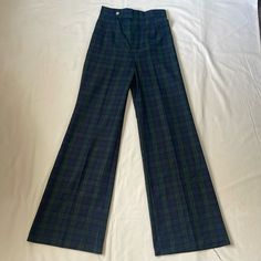 Preloved Item Plaid Flare Pants, Pants Color, Green And Blue, Blue Plaid, Flare Pants, Pant Jumpsuit, Blue Green, Color Blue, Pants For Women