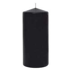 a black candle is shown on a white background