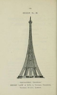 an architectural drawing of the eiffel tower in paris, france by henry law & son