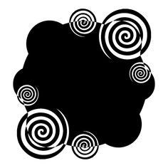 a black and white silhouette of a woman's head with swirls on it