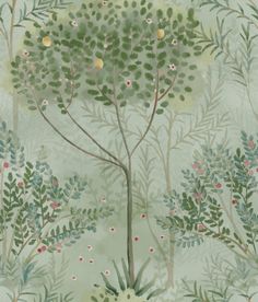 Orchard Wallpaper in Green from the Mediterranean Collection by York Wallcoverings Orchard Wallpaper, Sand And Sea, Smooth Wallpaper, York Wallpaper, York Wallcoverings, Contemporary Wallpaper, Manhattan Comfort, Burke Decor, Prepasted Wallpaper