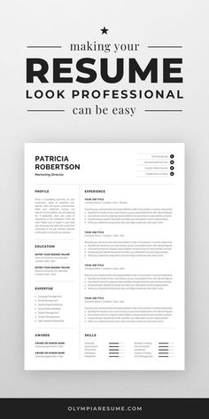 a professional resume template with the title'make your resume look professional can be easy '