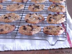 chocolate chip cookies cooling on a wire rack