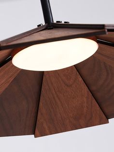 a close up of a light fixture with wood grained material on the bottom and sides